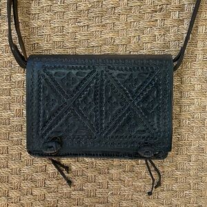 Embossed Moroccan leather bag